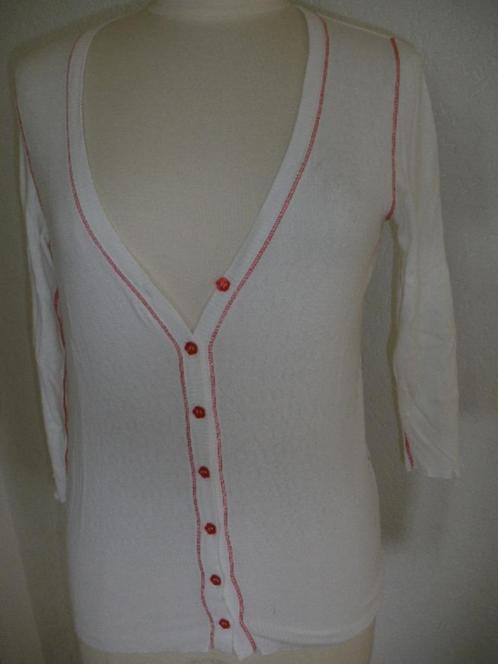 Bon'a Parte vest wit met rode stiksels maat M, Kleding | Dames, Truien en Vesten, Zo goed als nieuw, Maat 38/40 (M), Wit, Ophalen of Verzenden