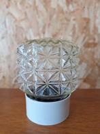 Vintage glas plafoniere, plafond lamp van reliëf glas, Gebruikt, Vintage, Ophalen of Verzenden, Glas