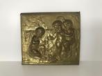 Metalen koperen plaat paneel engelen engeltjes relief, Antiek en Kunst, Curiosa en Brocante, Ophalen of Verzenden