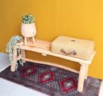 Houten halbankje, bankje, sidetable, tafeltje, bijzettafel, Huis en Inrichting, Minder dan 50 cm, 125 cm of meer, Vintage, Ophalen of Verzenden
