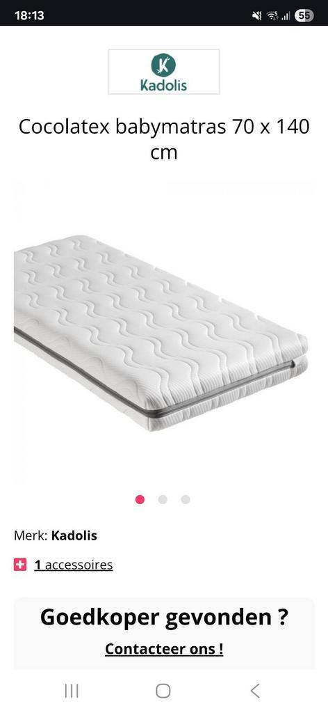 Te koop nieuwe Kadolis cocolatex baby matras 70x140 cm, Huis en Inrichting, Slaapkamer | Matrassen en Bedbodems, Nieuw, 70 cm of minder