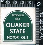 Sticker: Quaker State Motor Olie - Afgevuld met, Ophalen of Verzenden, Zo goed als nieuw, Auto of Motor