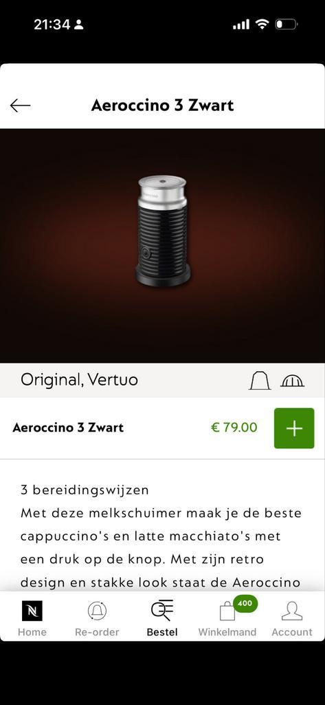 Nespresso Aeroccino 3 - Nieuw in doos!, Witgoed en Apparatuur, Melkopschuimers, Nieuw, Elektrische melkopschuimer, Ophalen of Verzenden