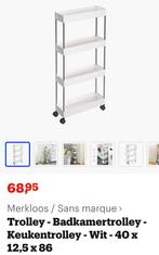Badkamer Keukentrolley Wit 40x12,5x86 cm, Ophalen, Nieuw