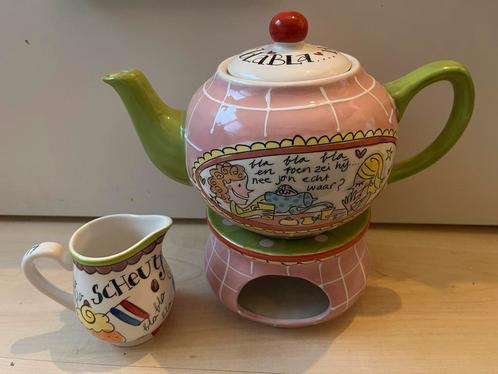 Blond Amsterdam Theepot met Melkkannetje en Theelicht, Huis en Inrichting, Keuken | Servies, Overige typen, Blond Amsterdam, Aardewerk