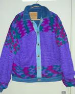 Upcycled gehaakt spijkerjack, Kleding | Dames, Paars, Maat 42/44 (L), Upcycled, Ophalen of Verzenden