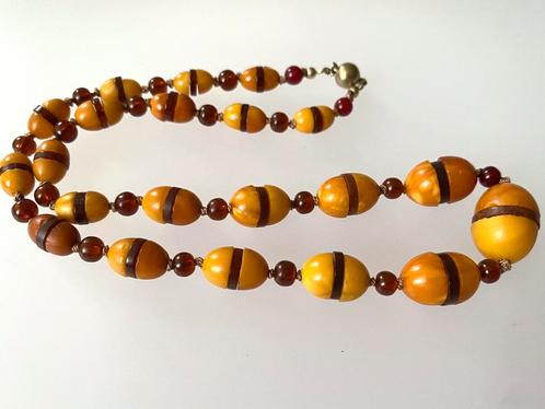 Art Deco ketting butterscotch cherry amber, Sieraden, Tassen en Uiterlijk, Antieke sieraden, Ketting, Overige materialen, Ophalen of Verzenden