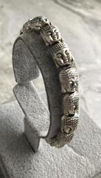Armband Tibet zilver massief Buddha bedels hoofd -NIEUW-, Nieuw, Met bedels of kralen, Ophalen of Verzenden, Zilver