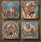 Bordeaux Dog Glas in lood onderzetters met houder, Ophalen of Verzenden, Nieuw, Glas of Kopje