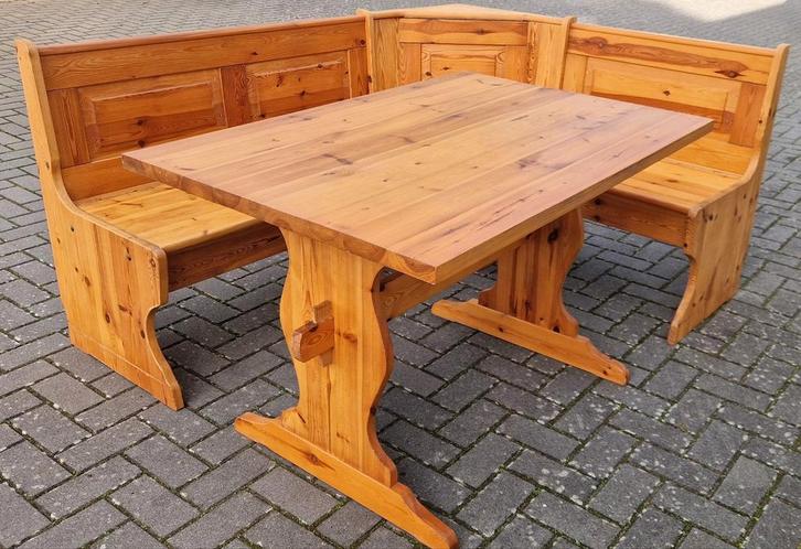 Robust Massief Duitse Oostenrijkse Eethoek Zithoek Hoekbank, Huis en Inrichting, Banken | Complete zithoeken, Gebruikt, Hout, Ophalen