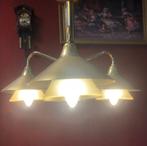 Hanglamp / kroonluchter vintage messing goud met dikke glas