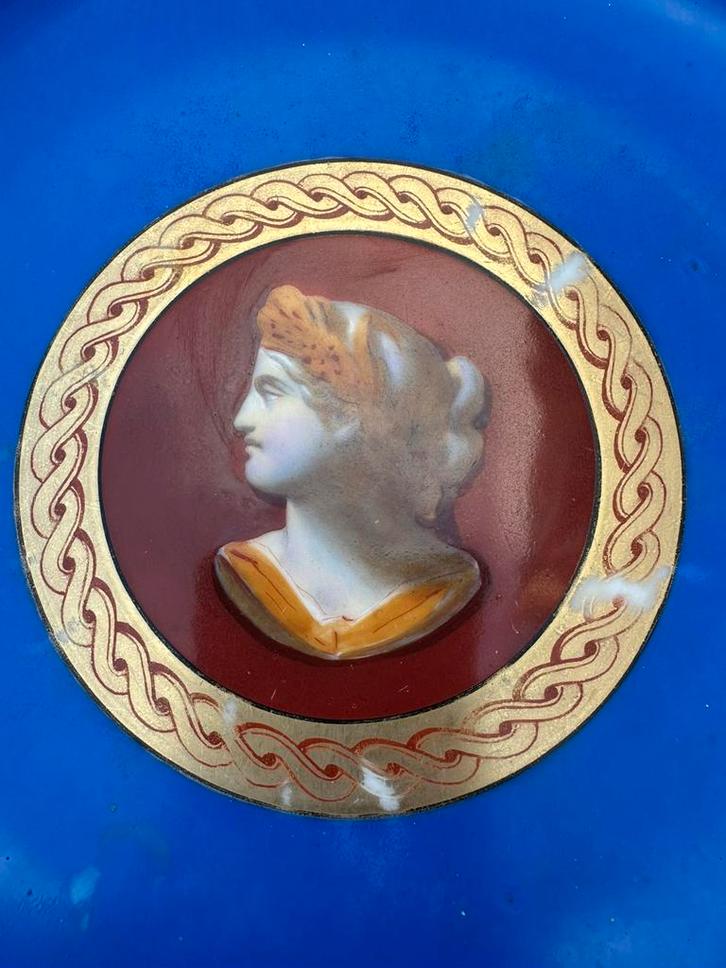 Antiek Portret Bord met Zilveren beugel K.P.M ?, Antiek en Kunst, Antiek | Porselein, Ophalen of Verzenden