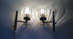 2x vintage retro wandlamp strass glas chroom goud jaren '60., Ophalen of Verzenden, Gebruikt, Glas, Vintage