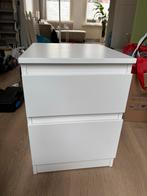 Witte Nachtkastje met 2 Lades, Ophalen, Gebruikt, 1 of 2 laden, Minder dan 100 cm