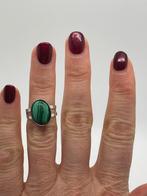 B804 Prachtige zilveren malachiet ring maat 16,5, Sieraden, Tassen en Uiterlijk, Ringen, Ophalen of Verzenden, Kleiner dan 17