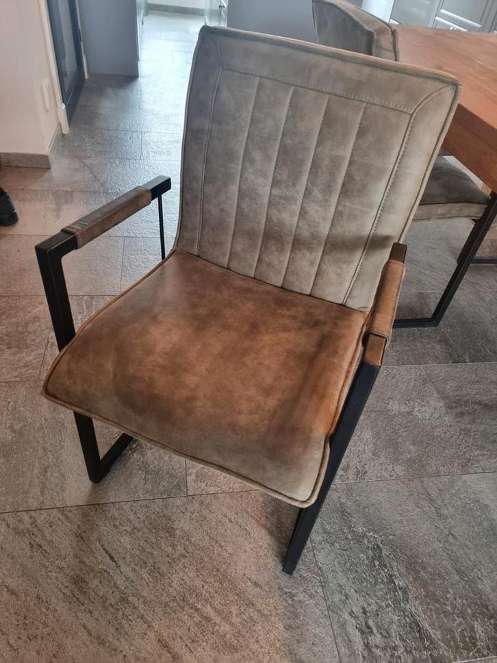 4 Groene eetkamerstoelen in industriële stijl, Huis en Inrichting, Stoelen, Vier, Overige kleuren, Ophalen of Verzenden