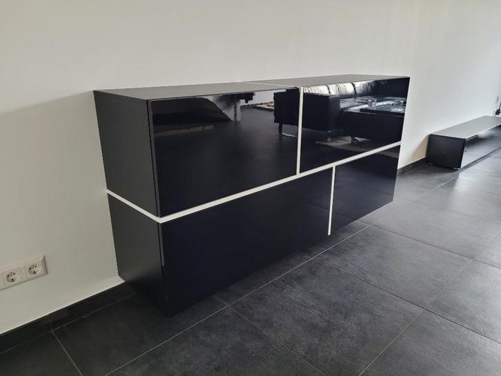 Zwevend design dressoir B170 x H80 cm Mat / Hoogglans zwart, Huis en Inrichting, Kasten | Dressoirs, Nieuw, 150 tot 200 cm, 25 tot 50 cm