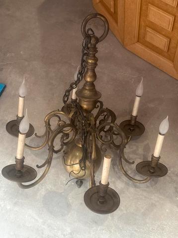 Antieke kroonluchter, koper/brons beschikbaar voor biedingen