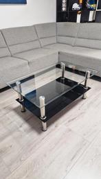 MOET WEG! Glazen salontafel dubbel glas 102cm bij 63cm, Ophalen, 100 tot 150 cm, 50 tot 100 cm, Modern