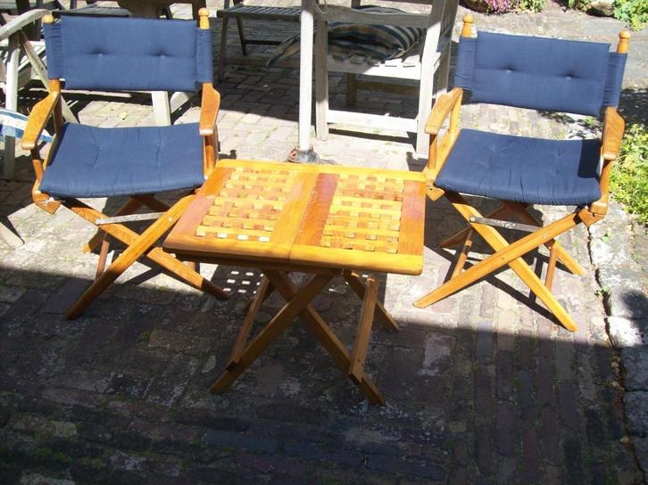 Teak ARC regisseurs/dekstoelen en bijzettafel., Watersport en Boten, Accessoires en Onderhoud, Zo goed als nieuw, Interieur en Kussens