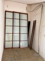 3 gefineerde kastdeuren met melkglas incl rail en deklijsten, Ophalen, 80 tot 100 cm, 215 cm of meer, Binnendeur