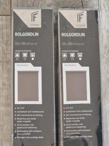 Nieuw 2 rolgordijnen bruin/grijs 120 x 190 verduisterend beschikbaar voor biedingen