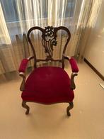Antieke fauteuil met rode bekleding, Antiek en Kunst, Ophalen