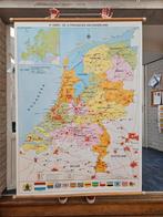 landkaart Nederland, Antiek en Kunst, Antiek | Schoolplaten, Ophalen of Verzenden, Aardrijkskunde