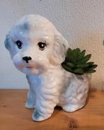 Bloempotje vorm schattig hondje wit grijs vintage bloempot, Ophalen of Verzenden, Zo goed als nieuw