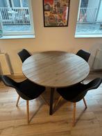 Ronde eettafel + 4 eetkamerstoelen (Jysk KASTRUP), Ophalen, Rond, Zo goed als nieuw, Vier personen