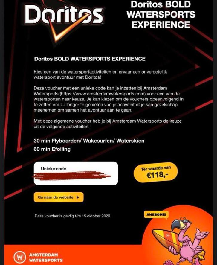 Tickets efoiling flyboarden wakesurfen waterskiën Amsterdam, Tickets en Kaartjes, Kortingen en Cadeaubonnen, Twee personen, Overige typen