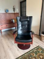 Farstrup Relaxfauteuil - Zwart Leer, Zo Goed Als Nieuw, Huis en Inrichting, Minder dan 75 cm, Ophalen of Verzenden, Zo goed als nieuw