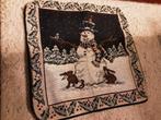 Kussenhoes kerst, sneeuwman, gobelin, Ophalen of Verzenden, Zo goed als nieuw