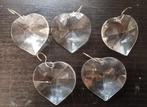 5 stuks kristallen facet geslepen brocante hartjes hanger, Ophalen of Verzenden, Gebruikt