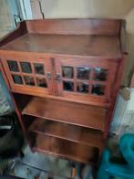 Dressoir kastje Eiken hout met glas antiek, Ophalen, Glas, Gebruikt, 50 tot 100 cm