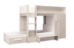 Fano stapelbed met kast en lade - 90x200 - Wit/witgrenen