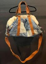 Shopper Bag van jeans en bont met leren hengsels, 35 tot 55 cm, Gebruikt, Ophalen of Verzenden, 40 tot 60 cm