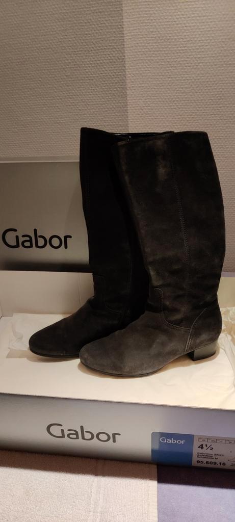 Gabor velours donkergrijs maat 4,5 met rits, zacht afgewerkt, Kleding | Dames, Schoenen, Gedragen, Hoge laarzen, Grijs, Ophalen of Verzenden