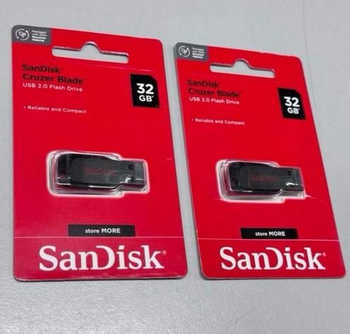 2x Sandisk Cruzer Blade 32GB USB-stick 2.0 - 64GB usbstick, Computers en Software, USB Sticks, Nieuw, 64 GB, Ophalen of Verzenden