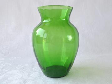 Groene glazen Vaas met verticale banen – Leerdam glas, zgan beschikbaar voor biedingen