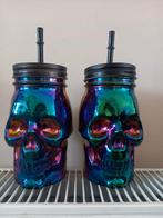 Skull skelet halloween beker met rietje 2 stuks nieuw, Huis en Inrichting, Keuken | Servies, Ophalen of Verzenden, Zo goed als nieuw