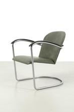 Gispen 414 buisframe fauteuil met bakelieten armleuningen, Ophalen, Gebruikt, Metaal, Vintage industrieel