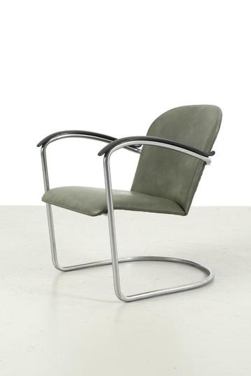 Gispen 414 buisframe fauteuil met bakelieten armleuningen beschikbaar voor biedingen