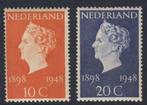 Postfris, Regeringsjub. Kon. Wilhelmina 1948 NVPH 504/505, Postzegels en Munten, Postzegels | Nederland, Verzenden, Na 1940, Postfris