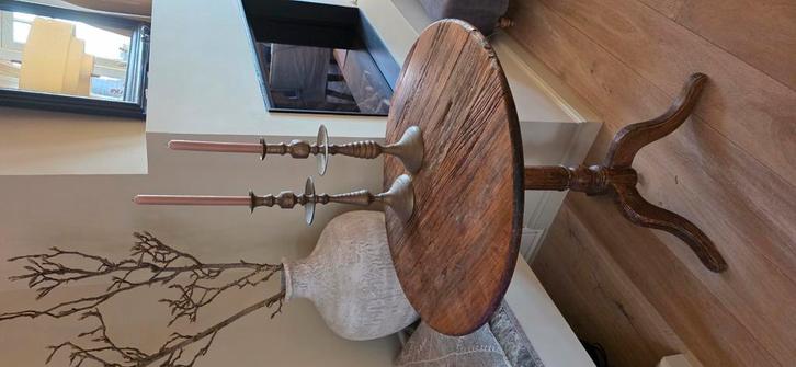 Rustieke wijntafel, Huis en Inrichting, Tafels | Bijzettafels, Zo goed als nieuw, Rond, 60 cm of meer, 75 cm of meer, Ophalen
