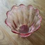 vaas handgeblazen bloemenvaas pontil roze geschulpt bloem, Ophalen of Verzenden