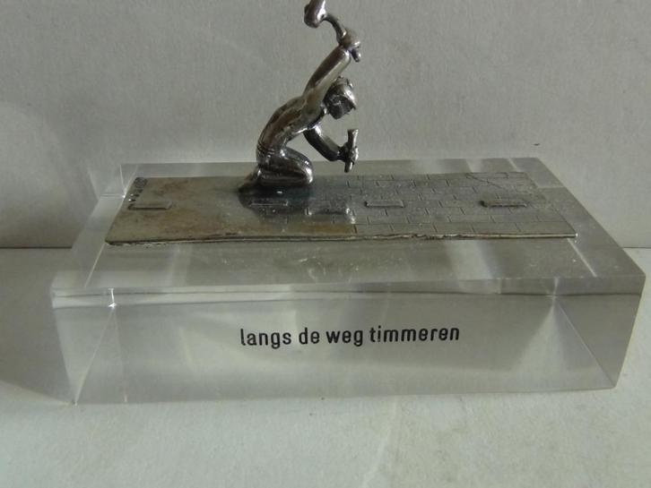 Miniatuur zilver S14f straatmaker straat zilveren miniaturen, Antiek en Kunst, Antiek | Goud en Zilver, Zilver, Verzenden