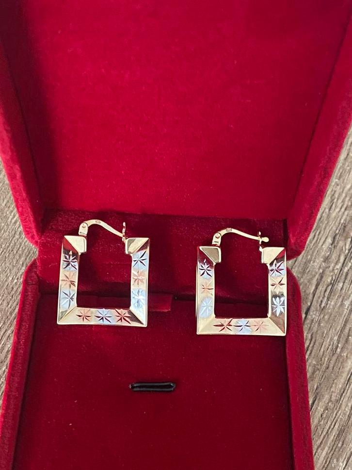 Prachtige 14 karaat(585) drie kleuren oorbellen, Sieraden, Tassen en Uiterlijk, Oorbellen, Nieuw, Goud, Goud, Ophalen of Verzenden