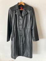 Zwart leren (lange) jas, Ophalen of Verzenden, Zo goed als nieuw, Maat 42/44 (L), Zwart