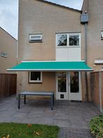 Knikarm zonnescherm groen met slinger, Tuin en Terras, Zonneschermen, Ophalen, Gebruikt, 150 tot 300 cm, 250 cm tot 450 cm